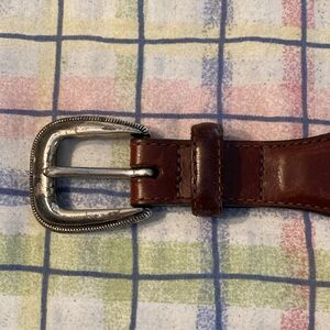 Men’s 2-tone leather 38” belt w/st buckle,  braided leather around belt $30